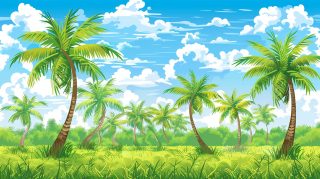 Beachside Bliss: Palm Tree Digital Background for HD