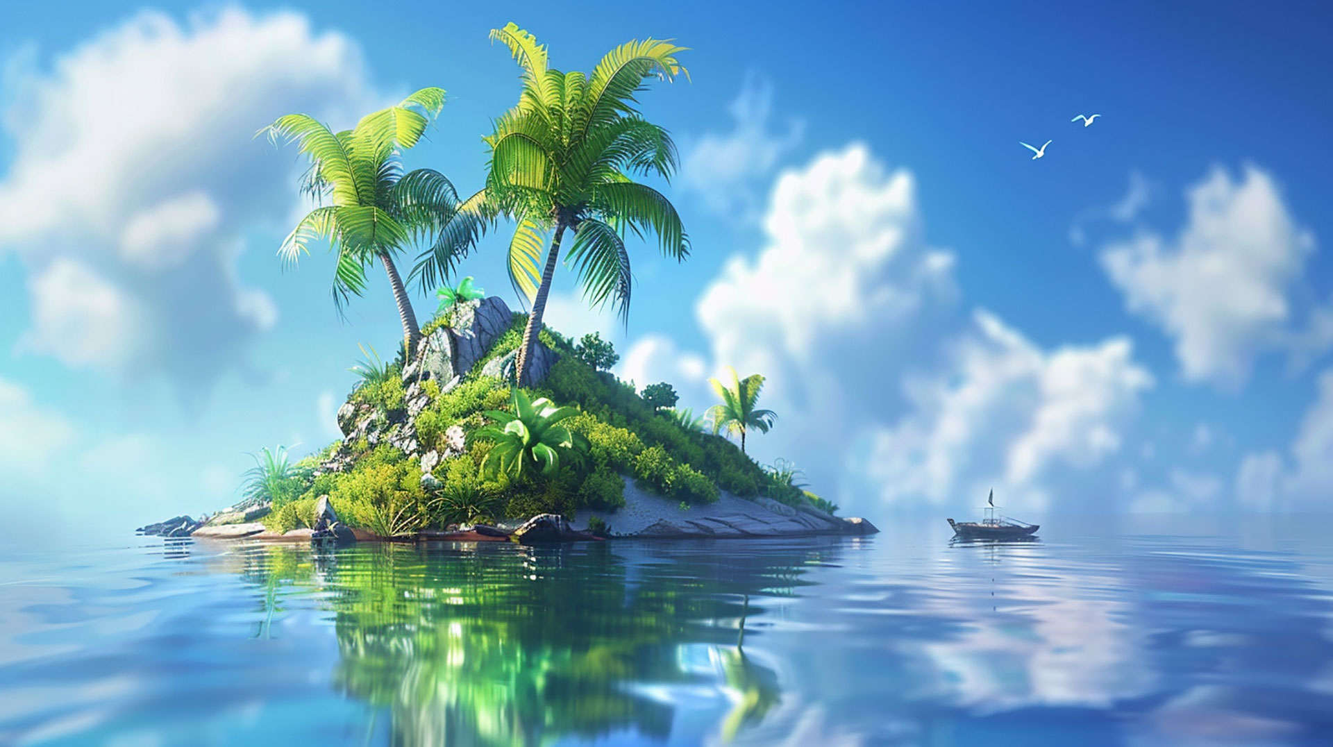 Paradise Found: Palm Tree AI Wallpaper in 4K