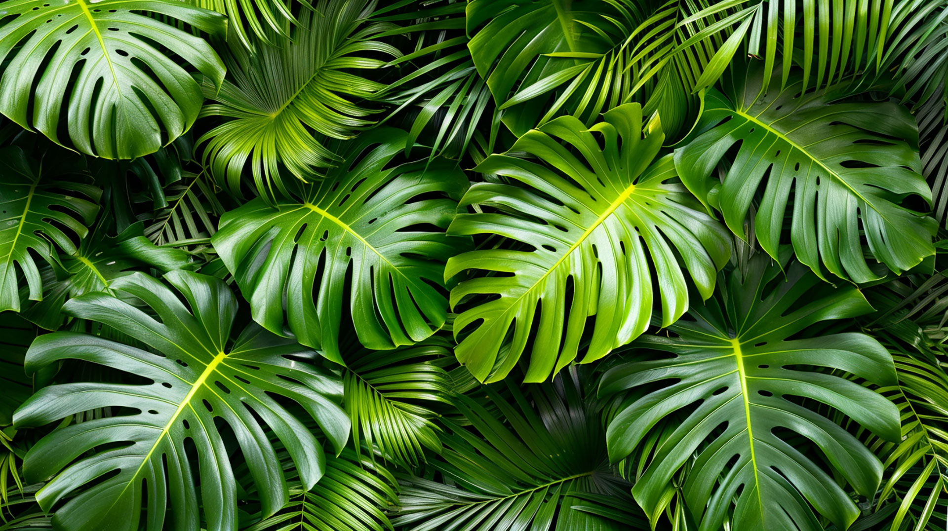 Vibrant Palm Tree Leaves Digital Wallpaper