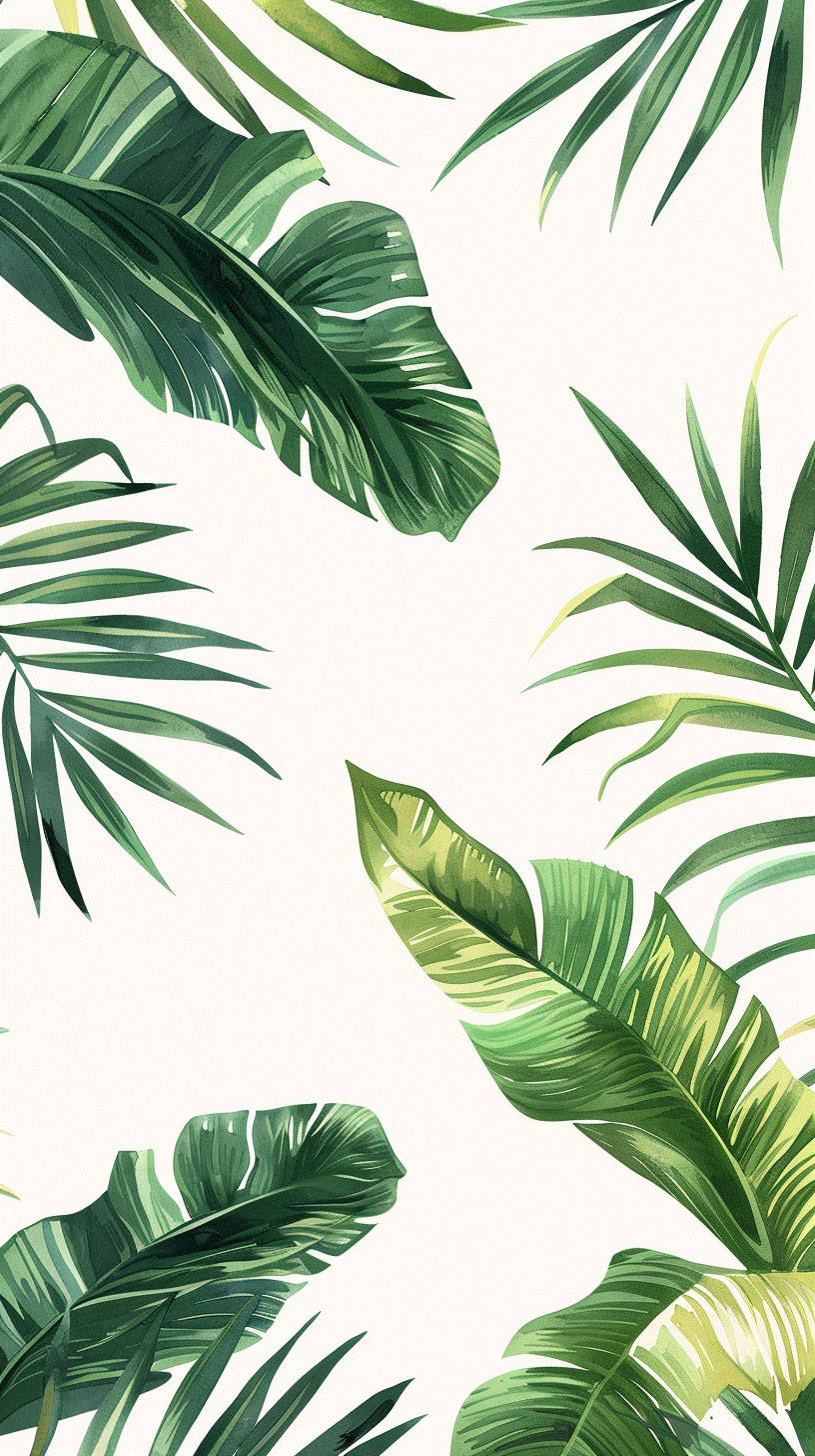 Tropical Foliage: Palm Tree Leaves AI Wallpaper