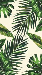 Verdant Green Palm Tree Leaves AI Wallpaper