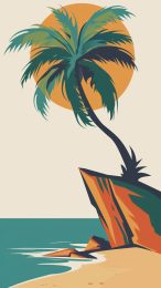 Beach Paradise: Palm Tree AI Wallpaper for Samsung