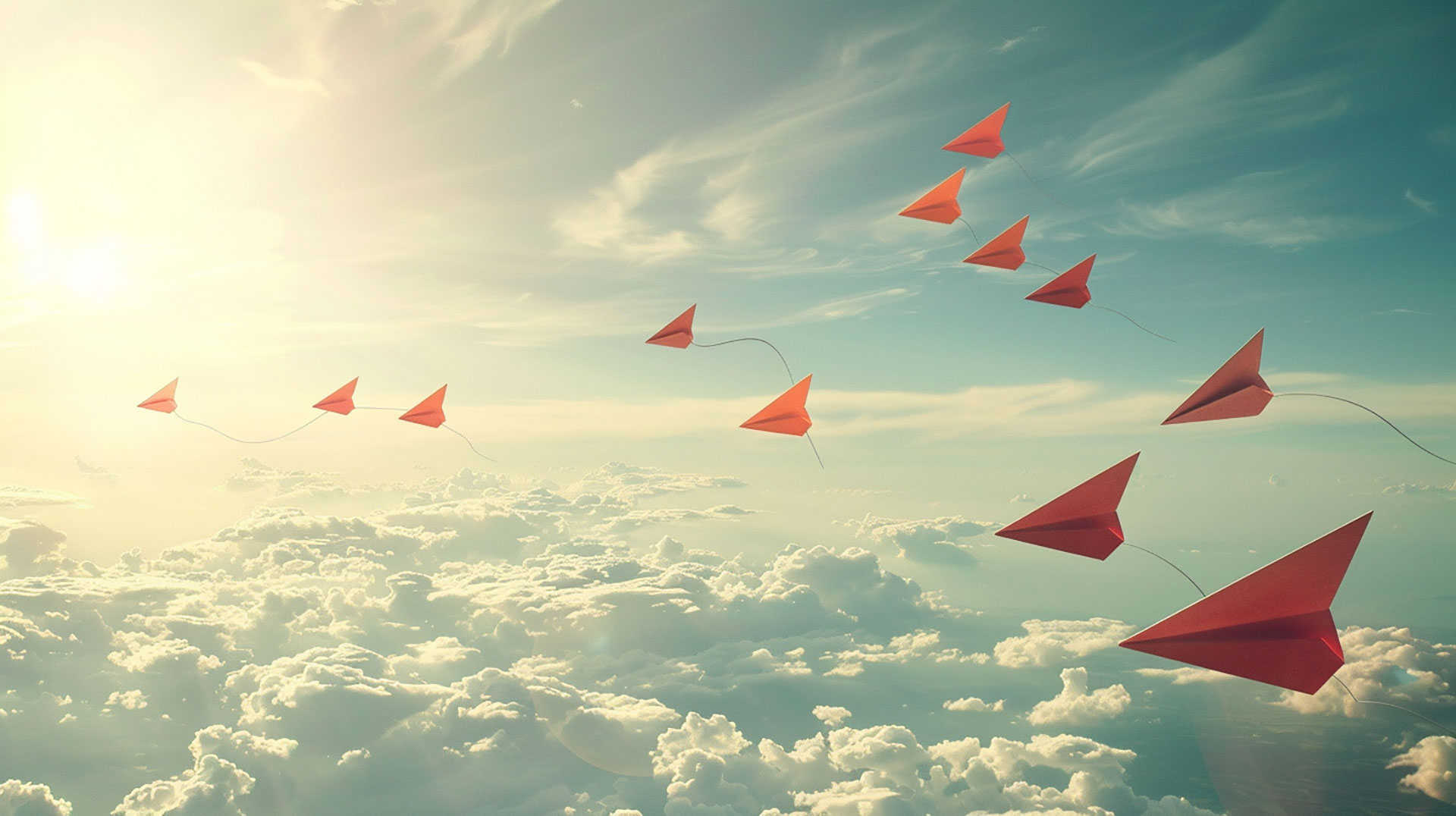 Paper airplane AI desktop wallpaper in HD