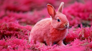 Ultra HD Pink Bunny AI Image: Sweet Desktop Wallpaper