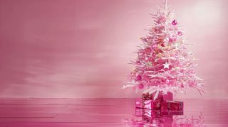 Whimsical Pink Christmas Tree AI Digital Background