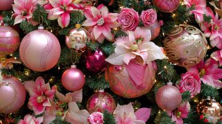 Charming Pink Christmas Tree AI Image Wallpaper