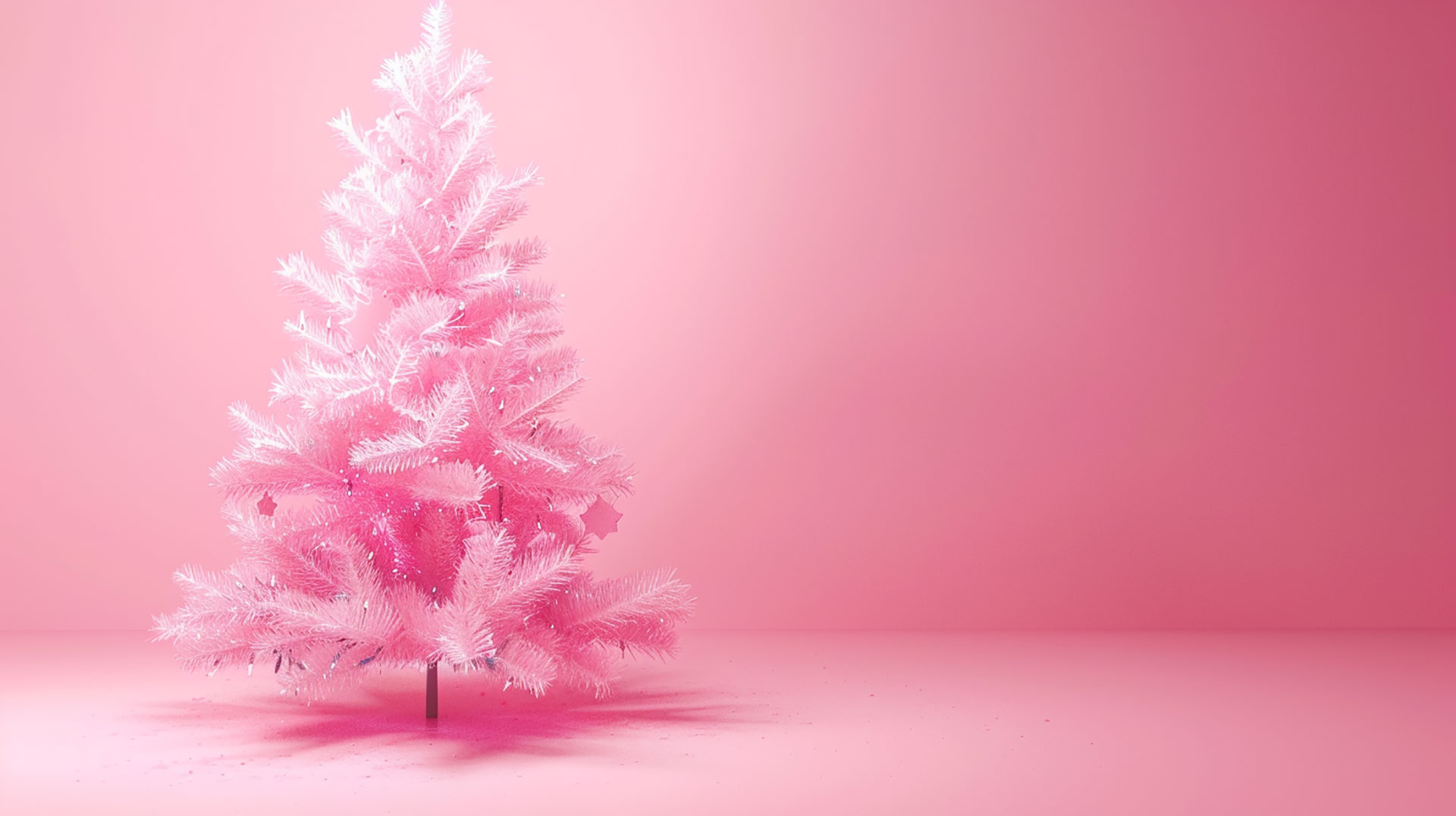 Festive Pink Christmas Tree AI Desktop Background