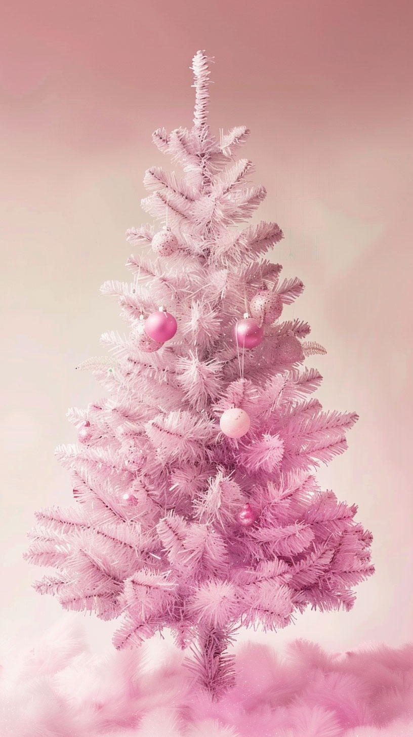 Elegant Pink Christmas Tree Background for iPhone