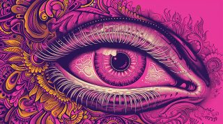 Elegant Pink Evil Eye AI HD Wallpaper