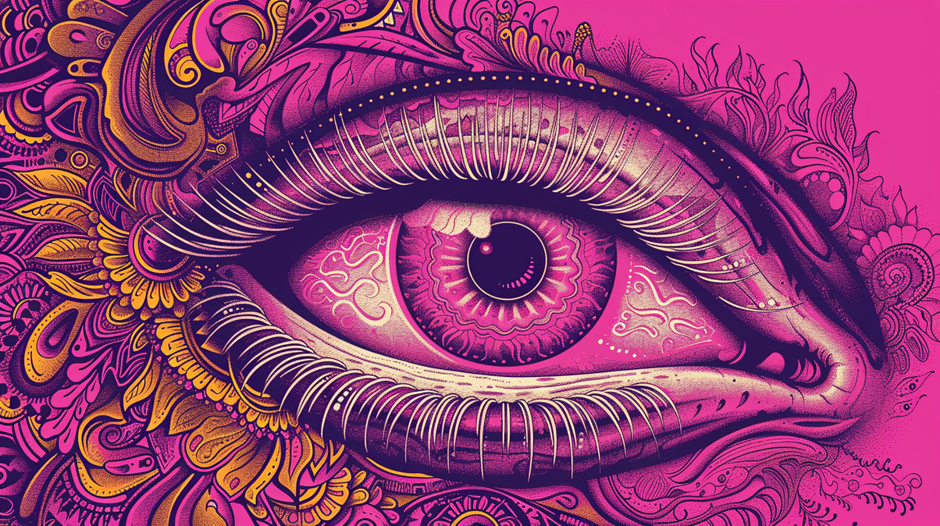 Elegant Pink Evil Eye AI HD Wallpaper