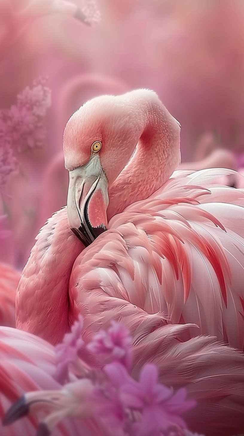 Vibrant Pink Flamingo Mobile Background