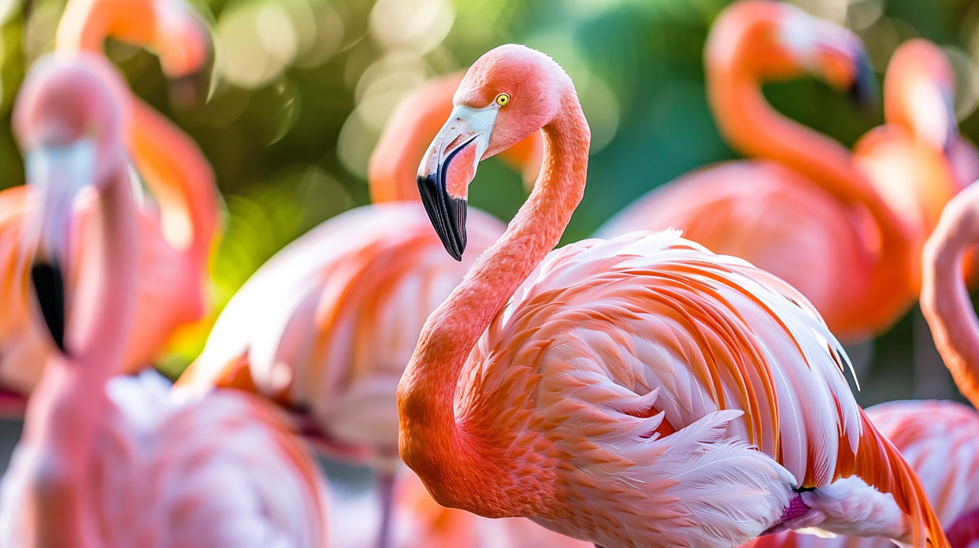 Chic Pink Flamingo AI Digital Wallpaper