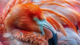 Elegant Pink Flamingo AI Desktop Art