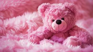 Cute Pink Teddy Bear AI Wallpaper for Desktop