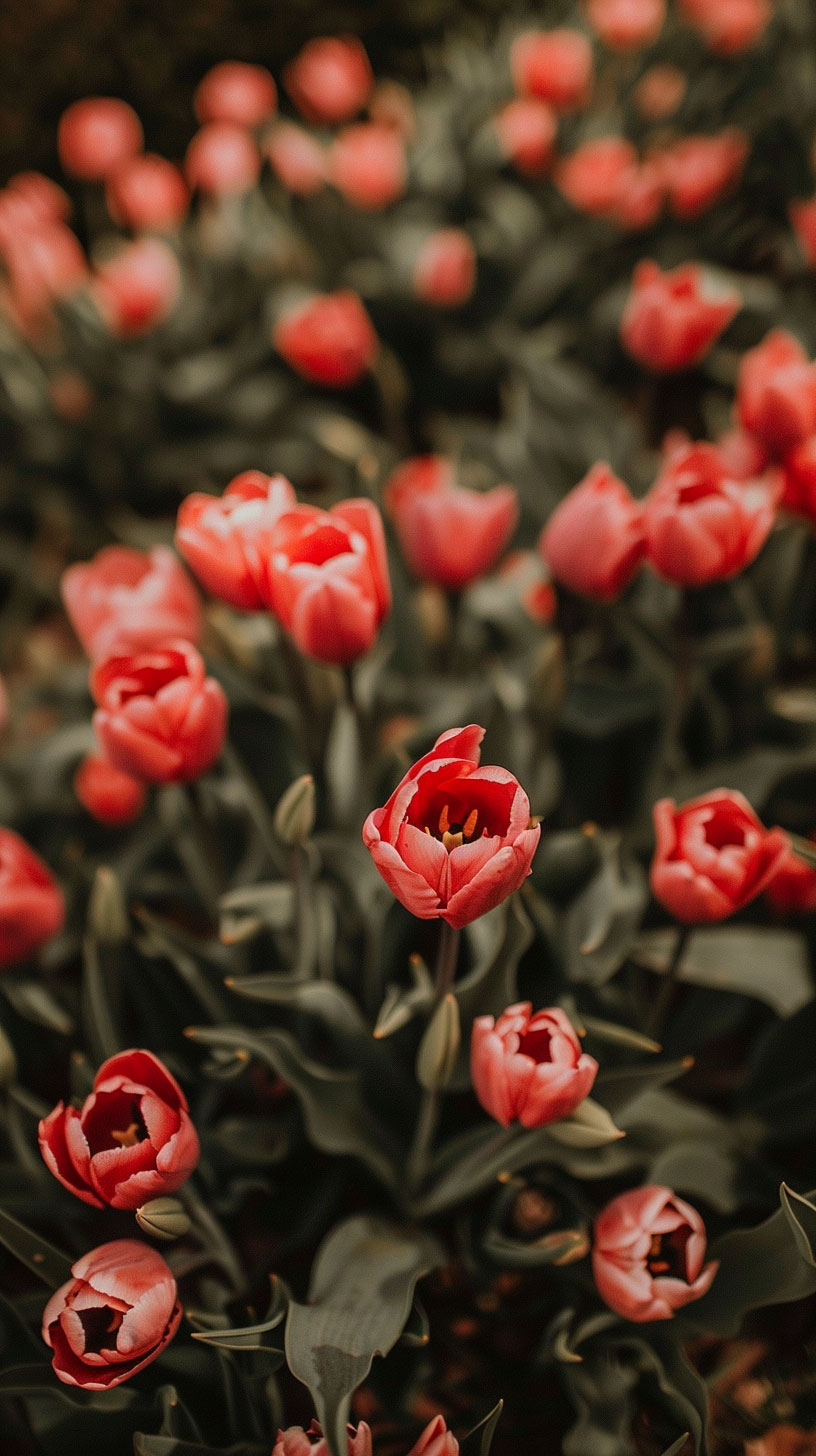 Pink Tulips AI Mobile Wallpaper in HD