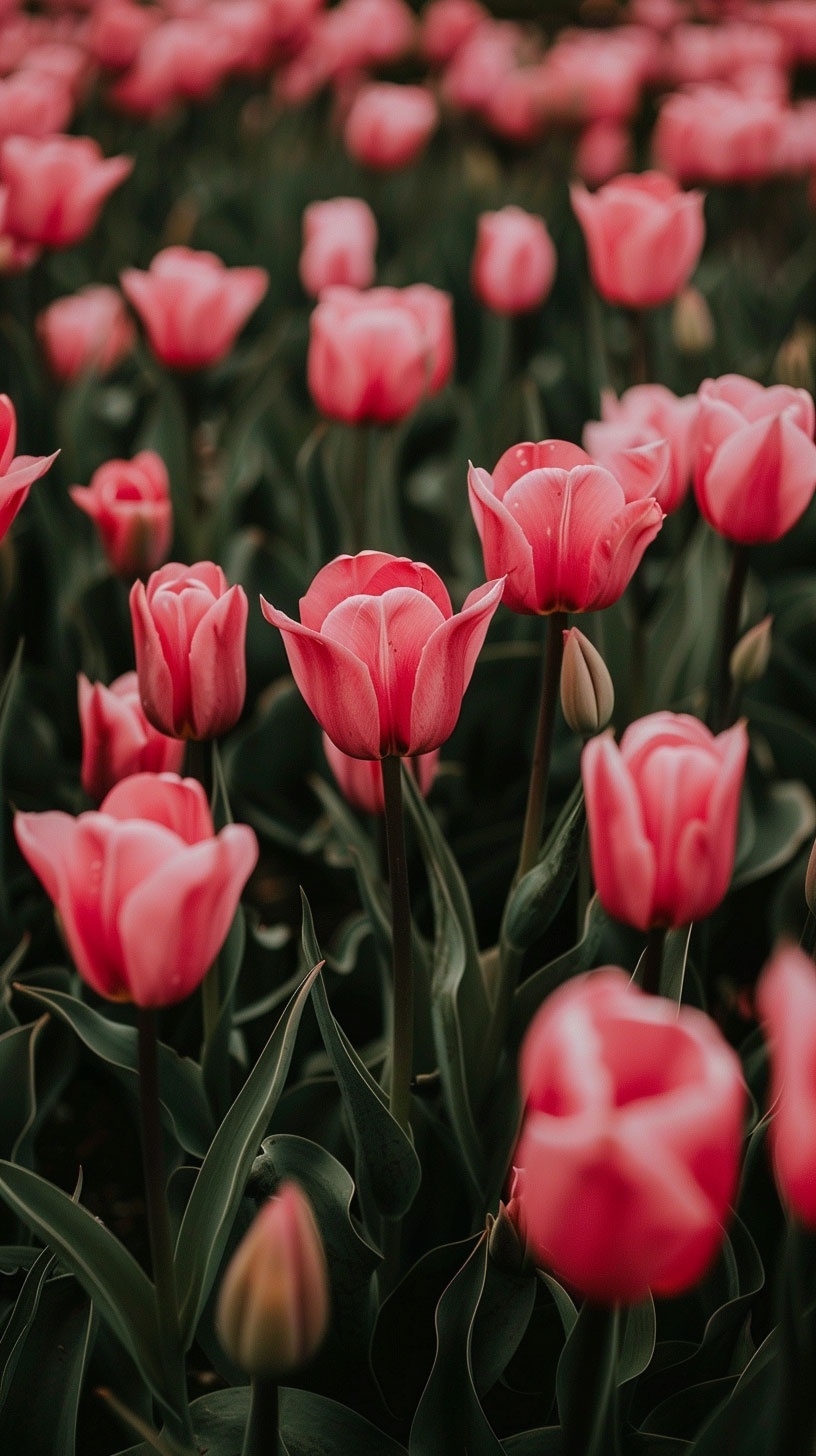 Free Download: AI Pink Tulips Mobile Wallpaper