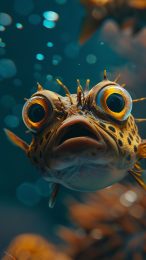 Playful Puffer Fish Mobile Wallpaper