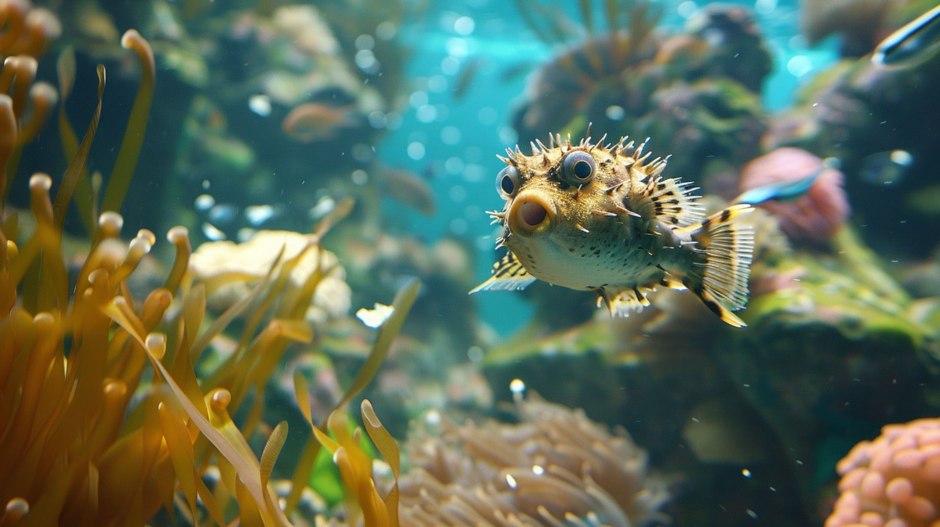 Puffer Fish AI: Unique Desktop Wallpaper