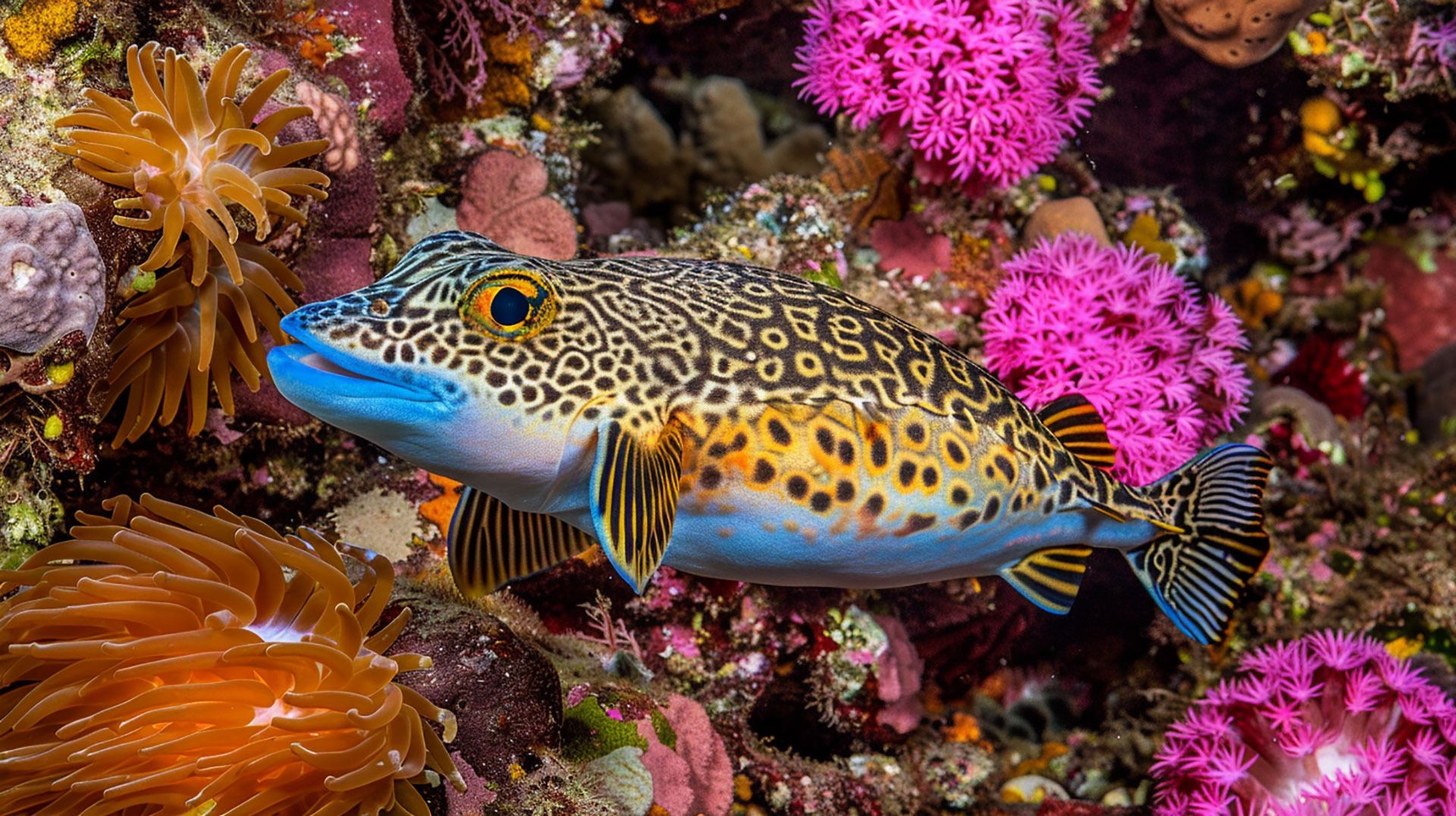 Cute Puffer Fish AI HD Backgrounds