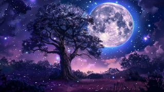 Enchanting Purple Night Sky Digital Wallpaper