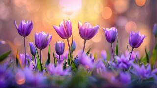 AI-Enhanced Purple Tulips Desktop Background Photos