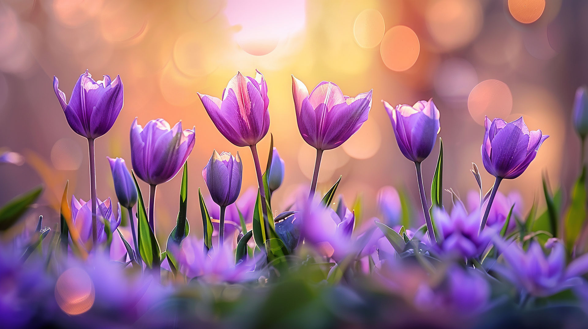 AI-Enhanced Purple Tulips Desktop Background Photos