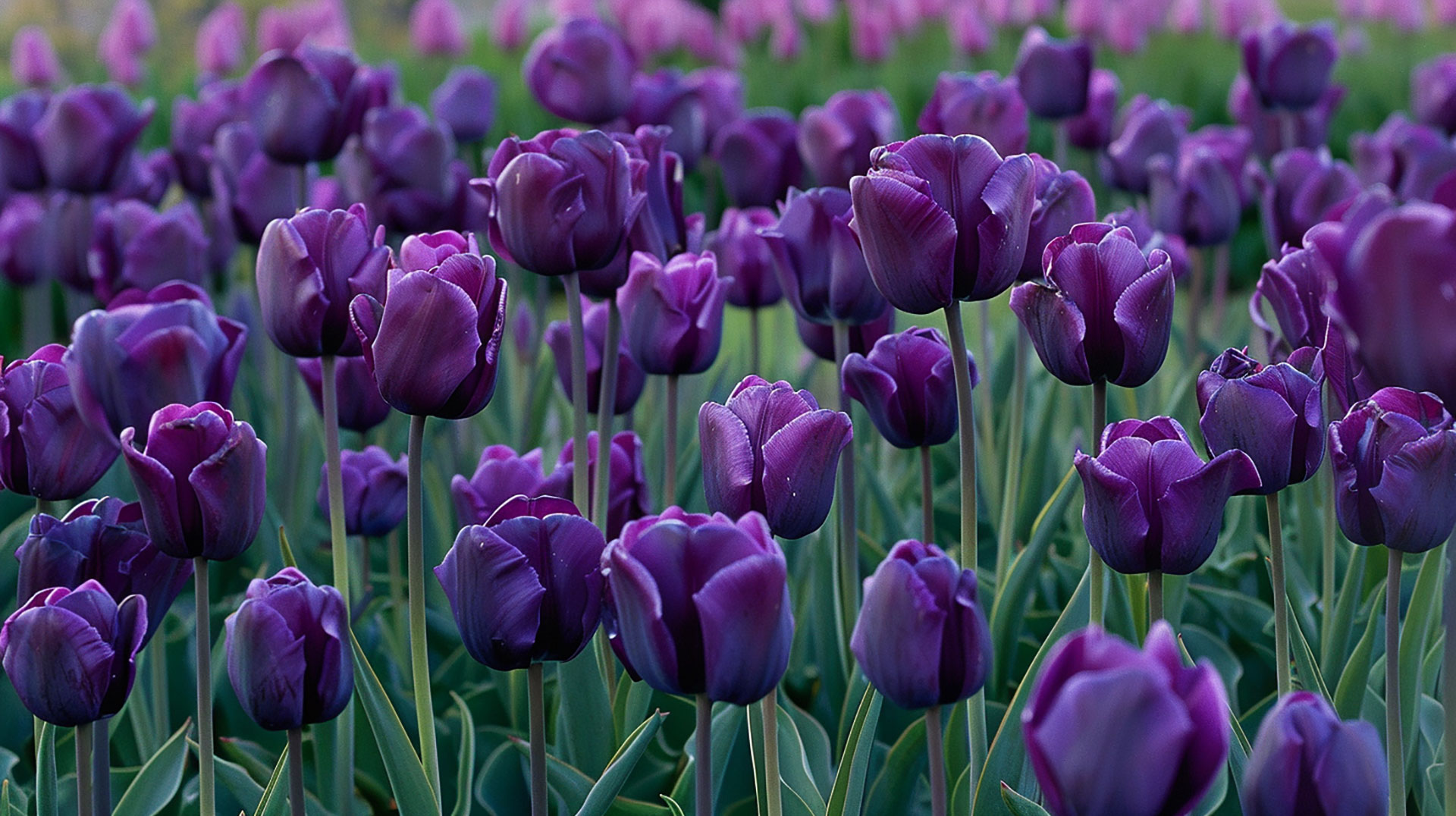 High-Resolution Purple Tulips AI Wallpaper 1920x1080