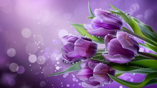 4K Purple Tulips AI Image Desktop Wallpaper