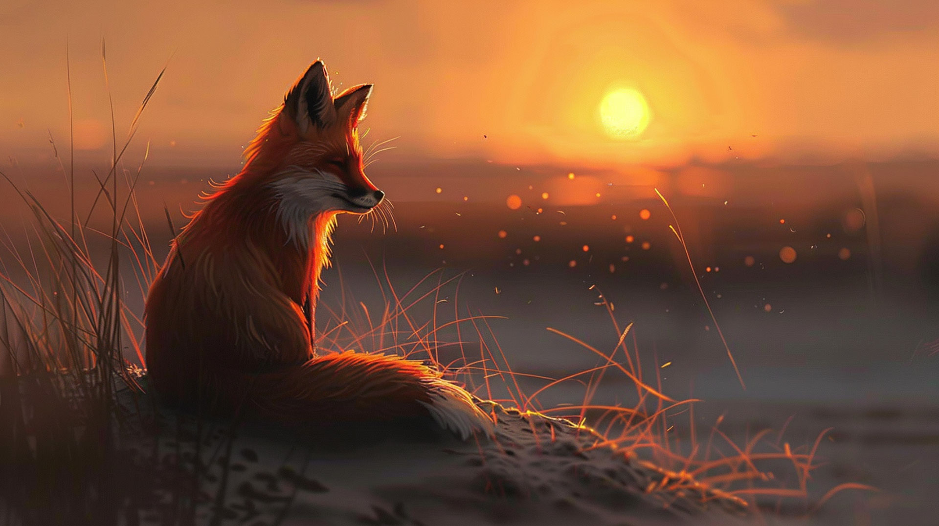 Serene Red Fox AI Image 1920x1080