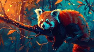 Playful Red Panda AI Image for Desktop