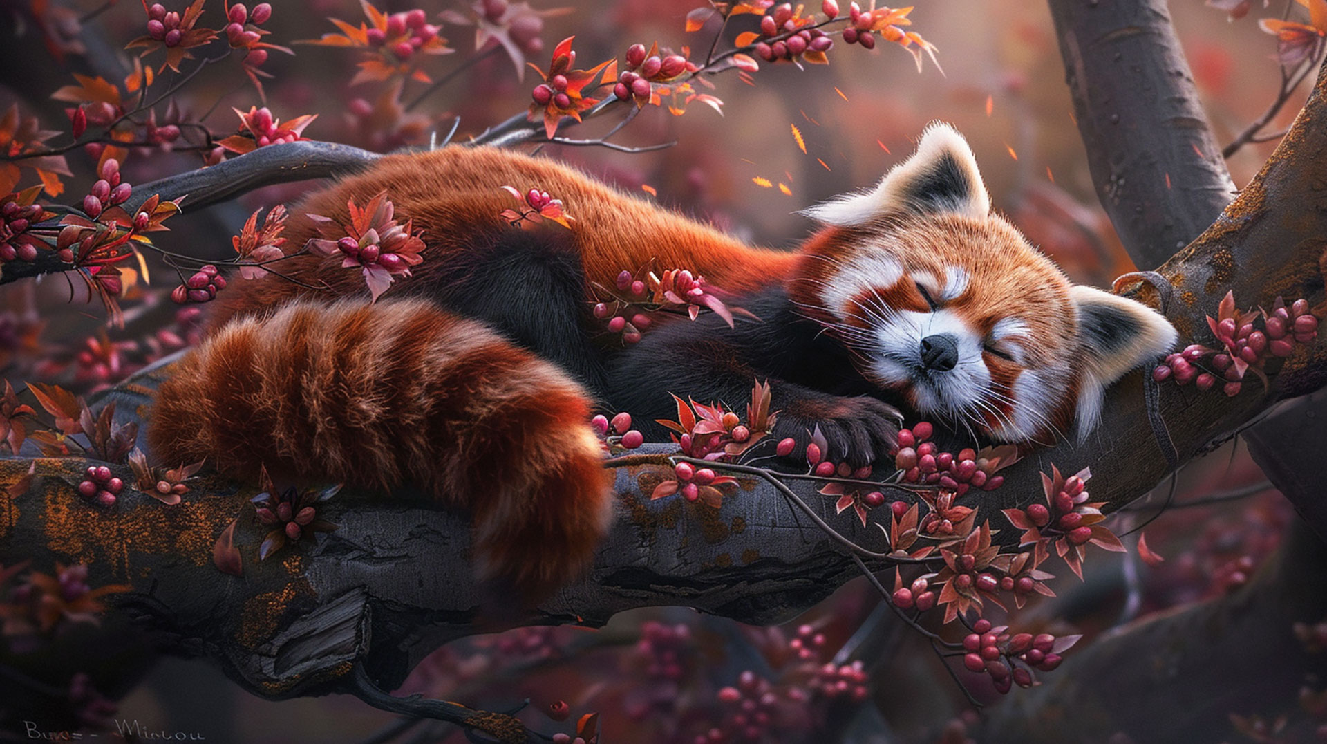 Sweet Red Panda Digital Wallpaper