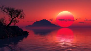 Red Sun AI HD Wallpaper for Desktop