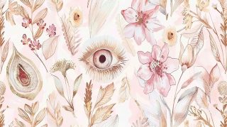 Glamorous Rose Gold Pink Evil Eye AI Desktop Background