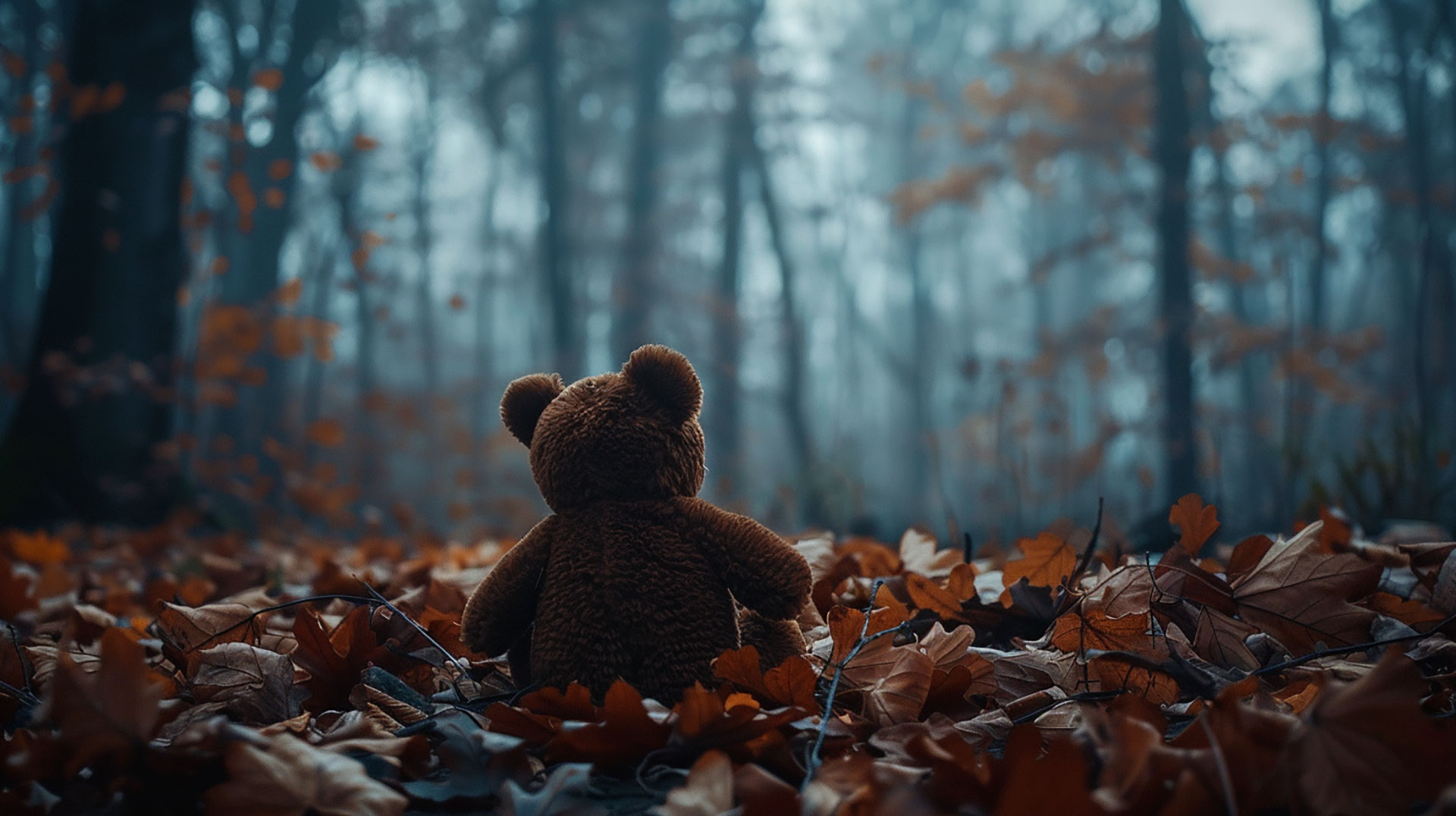 Somber Teddy Bear AI Wallpaper for PC