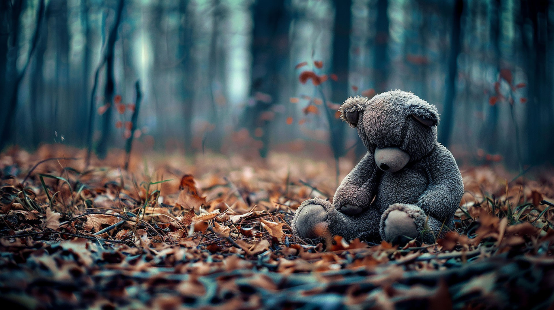 Lonely Teddy Bear AI Image for Desktop Background