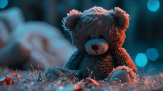 Tearful Teddy Bear AI Wallpaper in HD