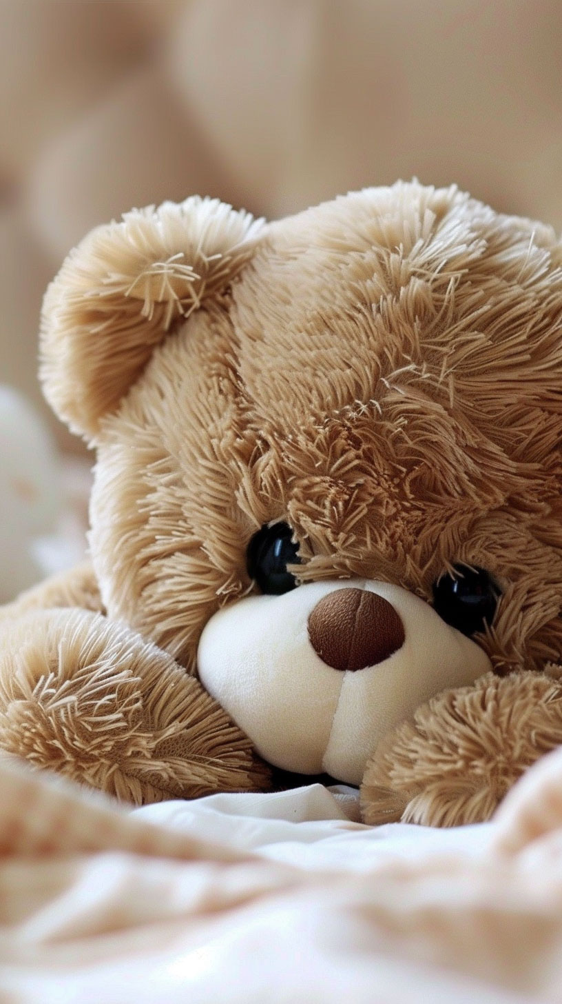 Tearful Teddy Bear AI Wallpaper for Samsung