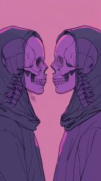 Skeleton Couple Phone Wallpaper: Haunting Love