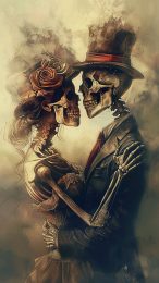 Skeleton Couple Phone Wallpaper: Spooky Romance