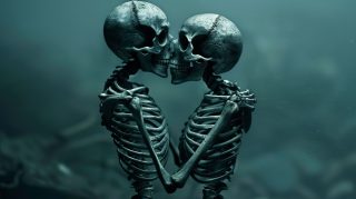 Skeleton Couple 4K Wallpaper: Dark Romance