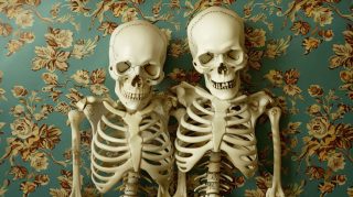 Skeleton Couple Digital Art Wallpaper