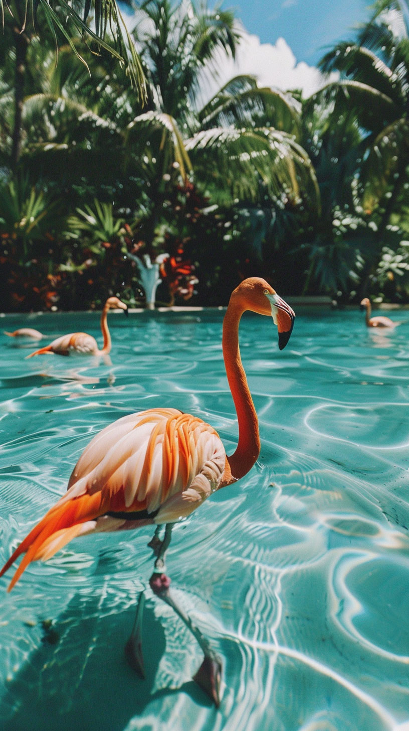 Relaxing Summer Flamingo Mobile Background