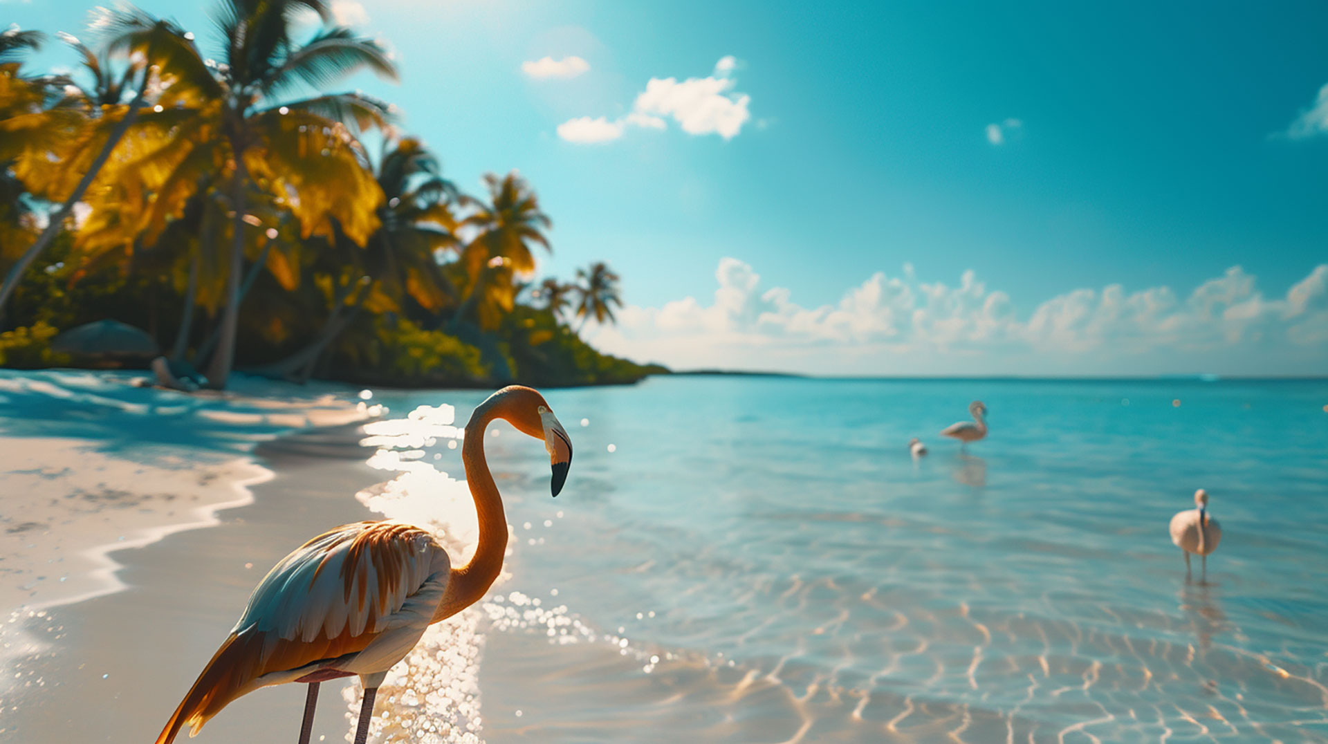 Sun-Kissed Summer Flamingo AI Desktop Images