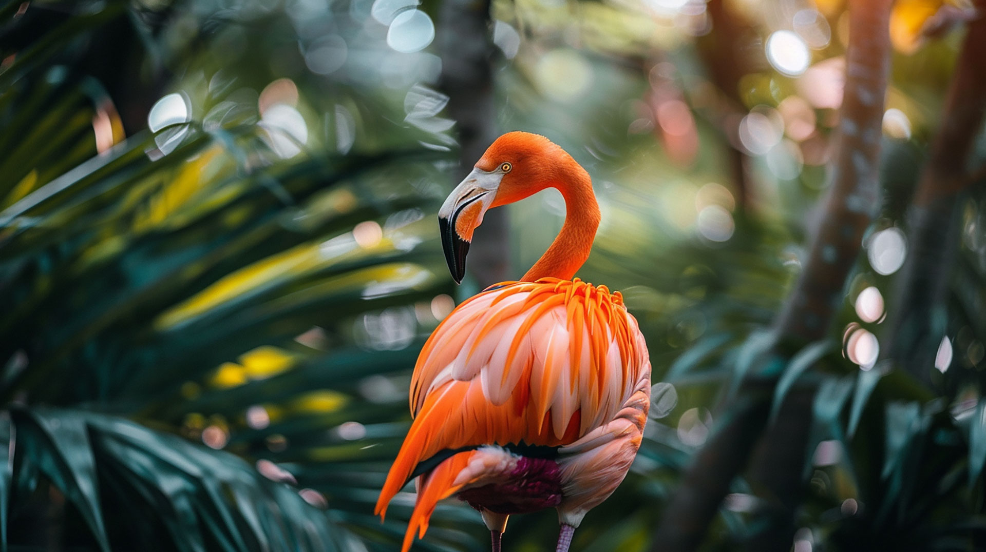 Summer Flamingo AI: Sunny Desktop Wallpaper