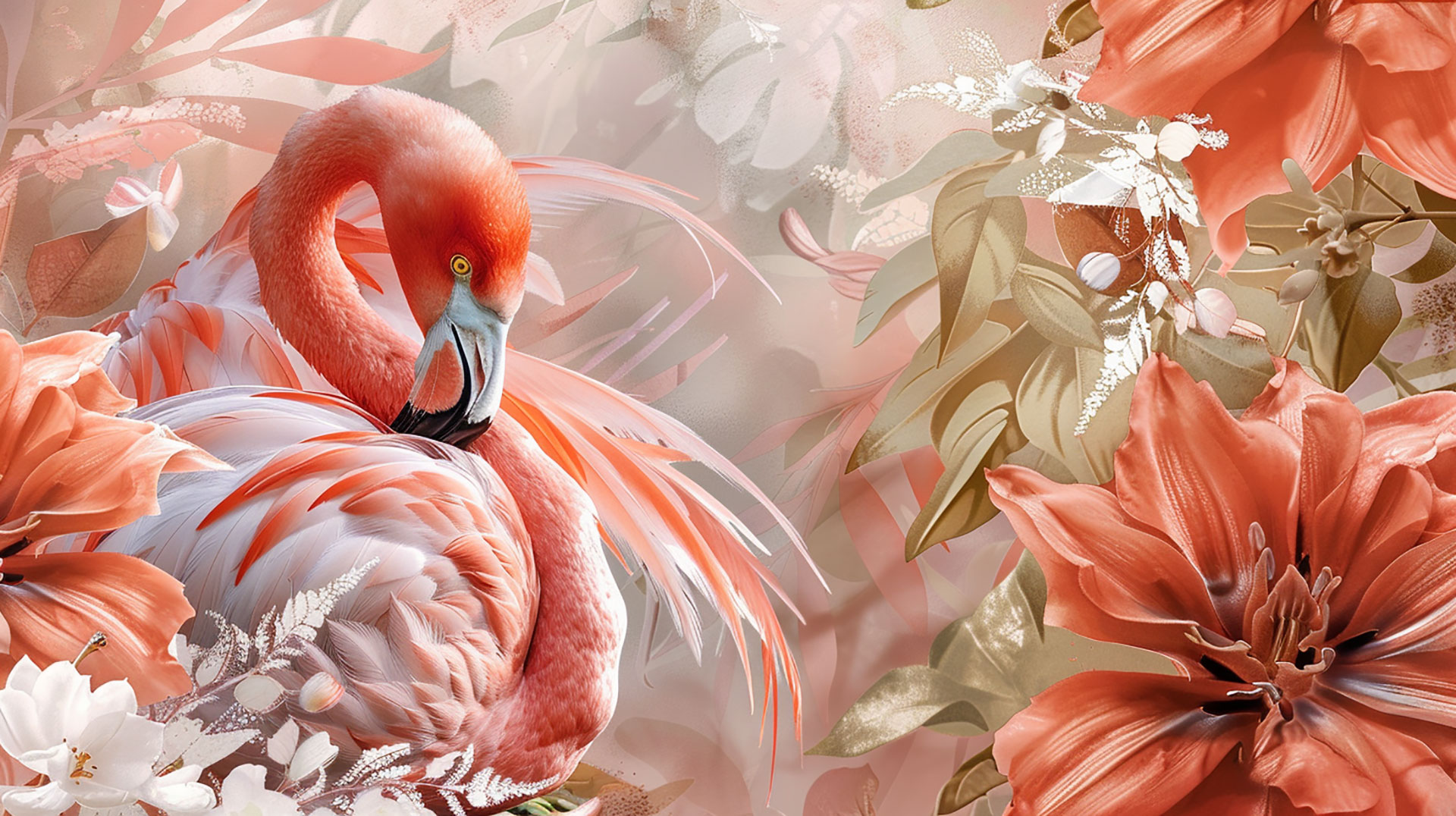 Summer Flamingo AI: Coastal Desktop Backgrounds