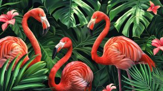 Tropical Paradise: Summer Flamingo AI Wallpaper