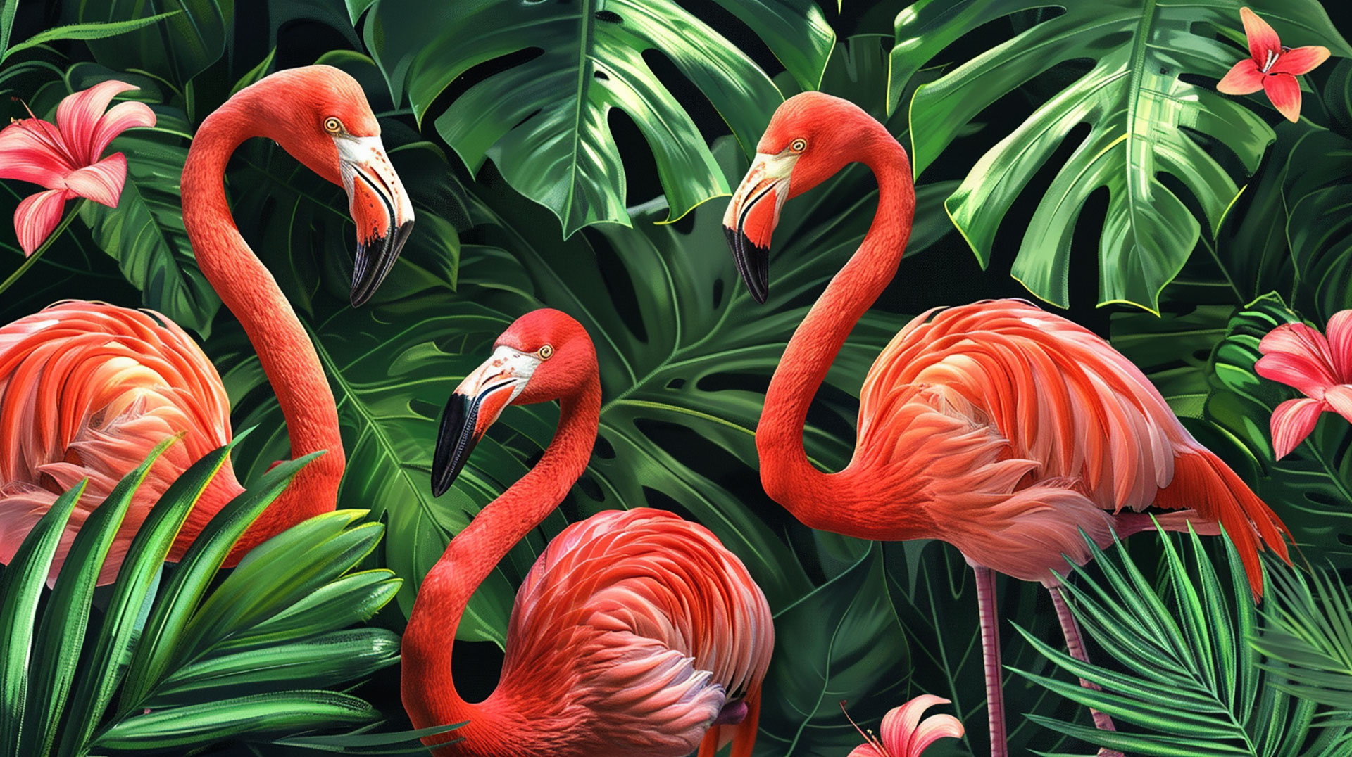 Tropical Paradise: Summer Flamingo AI Wallpaper