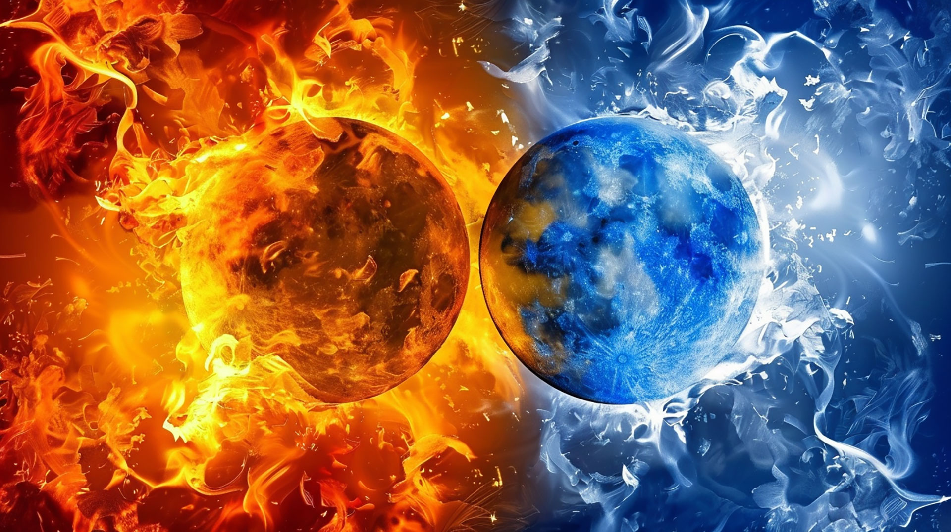 AI Sun and Moon HD Wallpaper for Desktop