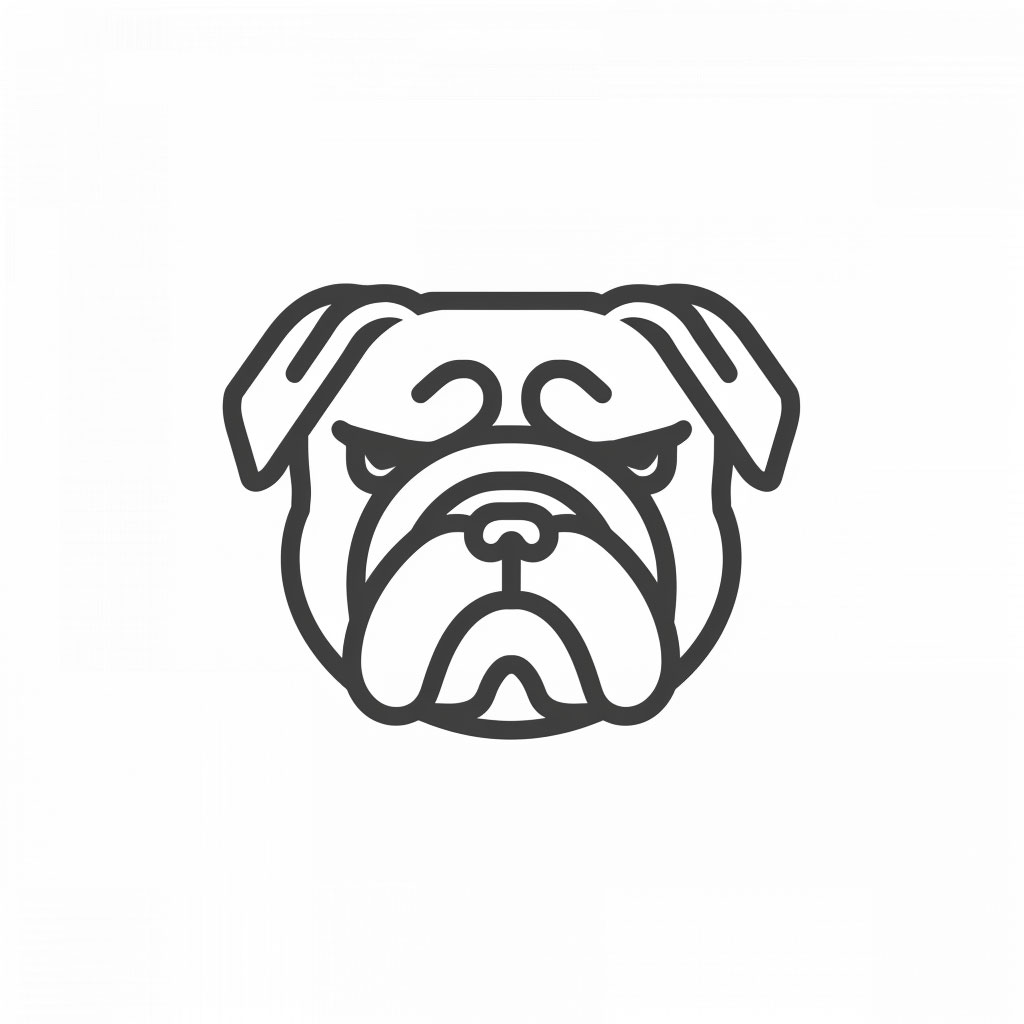 High-Resolution Thin Line Bulldog Logo for Clean Brands