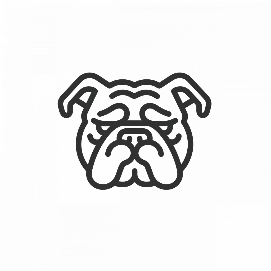 Elegant Thin Line Bulldog Emblem: Minimalist Design